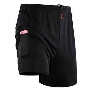 Shorts de course décontractés pour hommes 2 en 1 en maille à lacets, séchage rapide, respirant, écologique, entraînement, gym, fitness, sport - Product Image 4