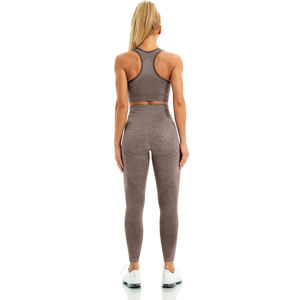 Ensemble de vêtements de sport 2 pièces imprimés avec logo personnalisé pour femmes soutien-gorge et legging de sport coupe ajustée avec hauts courts motif solide en vente! - Product Image 6