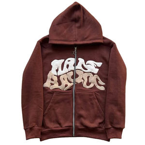Nuevas llegadas OEM personalizado Zip Up Hoodie Puff estampado personalizado buena calidad hombres ropa de secado rápido transpirable sudaderas con capucha de gran tamaño - Product Image 1