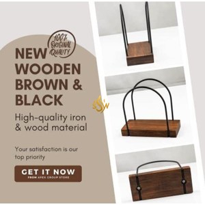 Porte-serviettes de table en bois et métal de qualité supérieure Design créatif porte-serviettes en papier couleur marron et noir serviette de taille personnalisée - Product Image 3