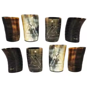 Corne de verre à boire en corne antique naturelle de taille personnalisée avec articles de fête Fête d'hôtel par Crescents artisanat - Product Image 1