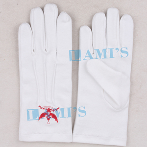 ถุงมือช่างก่ออิฐเย็บปักสีแดงงานช่างทำจากผ้าฝ้าย100% ขาว - Product Image 6