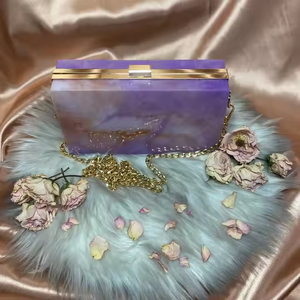 Pochette en résine avec superbe sac de soirée artisanal en cristal et pierre pour mariages et célébrations par crescent crafts - Product Image 5