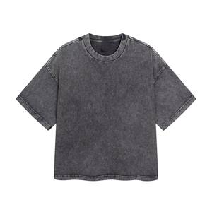 Ropa de calle recortada, boxy, lavado con ácido, fabricante, moda desgastada, de gran tamaño, alta calidad, estilo lavado al aire libre, camisetas para hombres - Product Image 5