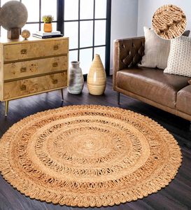 พรมหญ้าทะเลทรงกลมเป็นมิตรกับสิ่งแวดล้อมพรมทอมือสำหรับห้องนั่งเล่นผู้ผลิตตกแต่งในเวียดนาม - Product Image 3