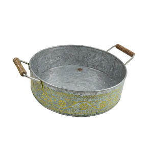 Caddy de Metal galvanizado ovalado, con divisores y mango de madera con diseño Floral verde medio, Color negro, gran oferta - Product Image 3