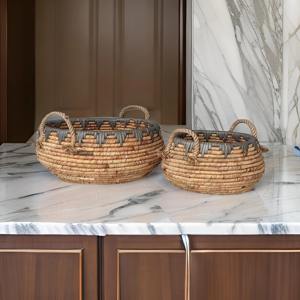 Panier décoratif en jacinthe d'eau, panier de rangement fait à la main, vente en gros, écologique, fabriqué au Vietnam - Product Image 3