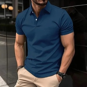 2025 New <b>Men's</b> Summer Casual Breathable Solid Color Cotton Bamboo Button Short Sleeved T-<b>shirt</b> for <b>Shirt</b> <b>Purple</b> Loose Collar - Product Image 3