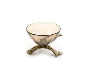 Exquisito tazón decorativo dorado de vidrio y metal, exhibición elegante de decoración del hogar con acento de mesa de lujo Premium - Product Image 5
