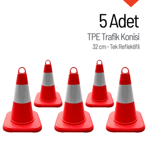 ชุดกรวยจราจรสะท้อนแสงแบบเดี่ยว 5 ชิ้น ขนาด 32 ซม. อุปกรณ์ฝึกความคล่องตัว - Product Image 1