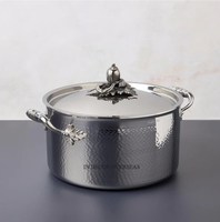 Ruffoni fait à la main en acier inoxydable argent brillant poli martelé Texture ustensiles de cuisine casseroles au prix le moins cher