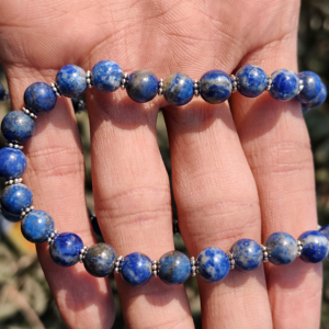 สร้อยคอหินลาพิส ลาซูลี ชุบเงินแท้ ทรงกลม ประดับด้วยพลอยธรรมชาติ คลาสสิก ยาว 17 นิ้ว - Product Image 2