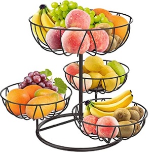 New Arrival Metal Wire 3 Tier <b>Kitchen</b> <b>Storage</b> Fruit Vegetables Holder Stand Organizer Dining Table Basket Standing Bowl - Product Image 3
