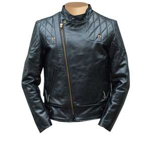 Men's Casual Winter Stand Collar Biker <b>Jacket</b> in <b>Black</b> Genuine Lamb Skin Leather with Zipper Closure ODM Supply Type - Product Image 1