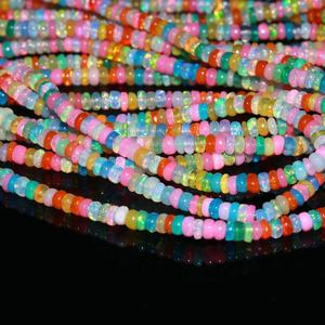 AAA + éthiopien opale Disco lisse Rondelle perles 16 pouces de long 4-6 MM multicolore Welo opale plaine perle bijoux faits à la main pour cadeau - Product Image 3