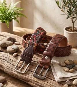 เข็มขัดหนังลำลอง DAFNI BIG PAZAR ลายทางหนังวัว หัวเข็มขัดเงินทรงสี่เหลี่ยม ทนทาน ผลิตจากวัสดุชิ้นเดียว ผลิตที่อิสตันบูล - Product Image 2