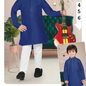 Conjunto de pijama Kurta con estampado dibujado a mano, traje indio cultural festivo para fiestas infantiles, diseñador étnico bordado para niños - Product Image 1