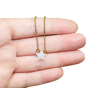 Dainty Amazonite 10mm Star Gemstone Wrapped 925 Sterling Silver Chain Double Loop Gold Vermeil Necklace Wholesale - Product Image 3