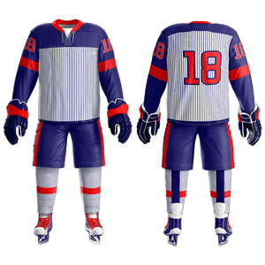 Ensemble d'uniformes de hockey sur glace unisexe de haute qualité 100% polyester, doux, confortable, séchage rapide, écologique, respirant pour la vente en gros - Product Image 1
