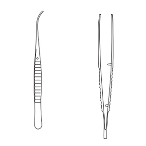 Pinzas de Fijación Iris Manuales Extra Finas de 1-2 Dientes, 102 mm de Largo, Curvas, de Acero Inoxidable Quirúrgico, Instrumentos con Certificación CE - Product Image 1