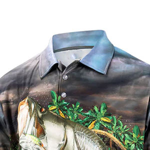 เสื้อตกปลาสำหรับผู้ใหญ่ ระบายอากาศได้ดี แขนยาว กันน้ำ UPF 50 แห้งเร็ว พิมพ์ลายดิจิตอล ผลิตจากผ้าสแปนเด็กซ์/โพลีเอสเตอร์ - Product Image 2