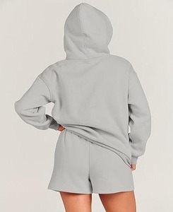 Conjuntos de mujer más vendidos, ropa informal, conjunto de sudaderas con capucha y pantalones cortos de lana holgados a la moda, conjunto de ejercicio, Tops largos para invierno - Product Image 5