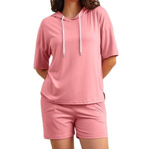 Nuevo Conjunto de Sudadera con Capucha y Pantalones Cortos de Algodón 100% para Mujer, Ropa Casual de Moda, Venta al Por Mayor - Product Image 5
