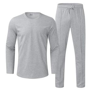 Ensemble 2 pièces de vêtements de sport pour homme, t-shirts slim à manches longues et col en O et pantalon taille haute Streetwear grande taille pour le printemps, l'automne et l'hiver - Product Image 6