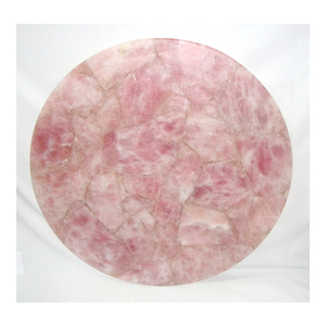 Wholesaler of Best Quality Crystal Rose Quartz <b>Slice</b> Table Top for Home Natural Pink Coloured Gemstone Tea & Coffee Table Top - Product Image 1