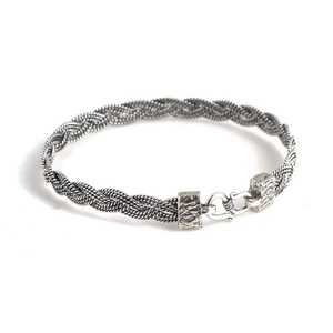 Bracelet en argent sterling 925 à 3 rangs, fil torsadé tressé avec fermoir, chaîne fine et maillons - Product Image 2