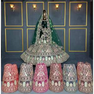 Lehenga de mariée brodé de haute qualité en soie zari et paillettes pour les mariages indiens, vente en gros en stock - Product Image 2