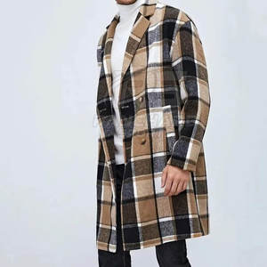 <b>Men</b> Long Double Breasted Coat Wool Blend Winter <b>Men</b> Long Single Breasted Coat Classic Formal Winter - Product Image 4