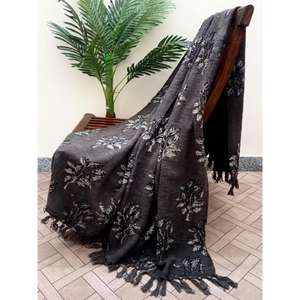 Manta suave de algodón 100% TNT con borla para interiores y exteriores, manta para sala de estar - Product Image 1