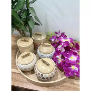 New Collection 2026 Elegant Bamboo Storage <b>Jar</b> Enhanced with Mother of Pearl for Decorative Use Candle Housing by 99 Gold Data - Product Image 6