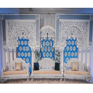 Paneles de ventanas de escenario de boda de estilo mosaico, Marcos traseros de fibra blanca de boda occidental, paredes traseras de fibra de escenario de boda modernas - Product Image 1