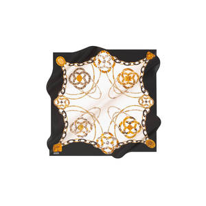 Vintage Designer Satin Silk Scarf with Black and White Chain Pattern - Product Image 1