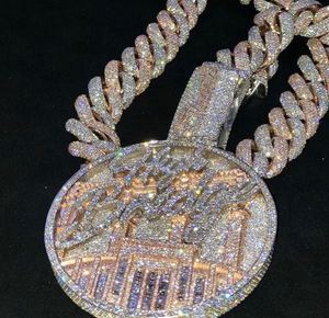 VVS EF Moissanite 925 plata esterlina Amarillo Blanco chapado en oro Hip Hop completamente helado nombre personalizado letra dos tonos collar Unisex - Product Image 2