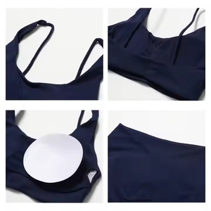 Vêtements de sport pour femmes 2 pièces Yoga ensemble sans manches grande taille taille haute Spandex/Nylon antistatique avant Logo ceinture élastique - Product Image 5