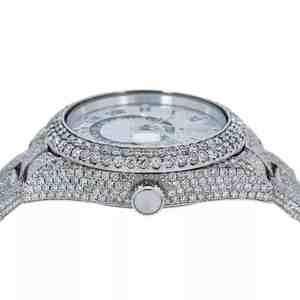 Montres de luxe pour hommes personnalisées, moissanite, hip hop, entièrement serties, argent, or, cadran bleu, diamant analogique, montre bleue en moissanite - Product Image 2