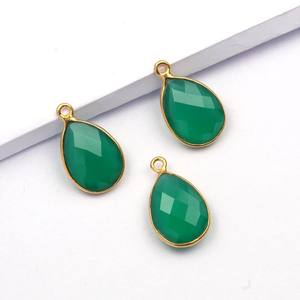 Collar con Colgante de Ónice Verde Genuino de 12x16 mm, Chapado en Oro de 18K, con Forma de Pera, Joyería Fina de Moda - Product Image 5