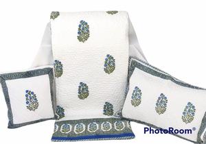 Écologique Fait À La Main 100% Coton Imprimé Floral Couette Avec Housses D'oreiller Main Bloc Imprimé Jaipur Coton Couette Ensemble - Product Image 3