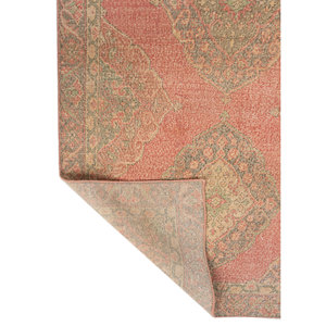 Vintage Hand Knotted Wool Rug <b>Red</b> Orange Medallion Abstract Rectangle for Home Entryway 9x12 Rectangle for Teens-Pae-6414(Fr) - Product Image 5