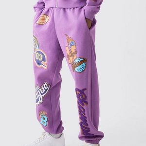 100% nouveau style coton personnalisé survêtements deux pièces surdimensionné hommes à capuche français éponge surdimensionné bouffée impression survêtement pour hommes - Product Image 6