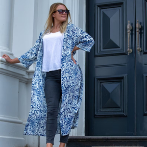 Nouveau Floral Sexy Bikini Couverture Dressing Robes Coton À La Main Long Kimono Confort Porter Plage Wrap Robe Kimono - Product Image 1