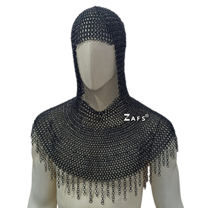 Coif de cota de malla medieval, capucha de acero suave hecha a mano, uso de armadura de traje histórico para SCA, Feria de recreación, precios al por mayor - Product Image 1