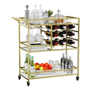 Vente chaude marbre et verre haut 2 niveaux chariot utilisation pour hôtel et usage domestique plaqué or nouveauté dernière conception de chariot 2025 - Product Image 3