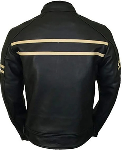 Veste en cuir vintage de haute qualité pour hommes, col montant, logo sur le devant, tissu respirant en polyester/nylon écologique - Product Image 5