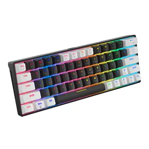 Keyboard 60% 63 64 tombol Keycap kustom saklar merah biru RGB, keyboard mekanis game berkabel USB antighosting kunci penuh RGB