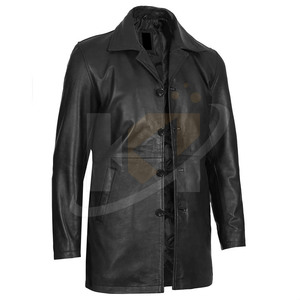 Winter Use Oversized Fashion Leather Coat Slim Fit Solid Color 2025 Leather Coat For Men Solid Color - Product Image 5