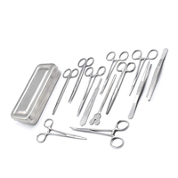 Ensemble de 13 instruments chirurgicaux en acier inoxydable : pinces, ciseaux, porte-aiguilles, boîte durable, couleur personnalisée, haute qualité